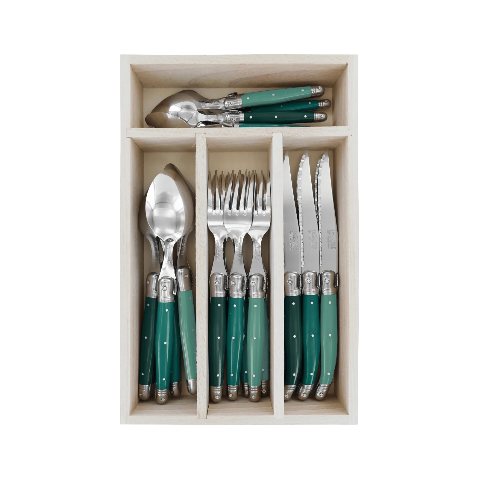Andre Verdier Laguiole Debutant Cutlery Set 24-Piece Forest Series